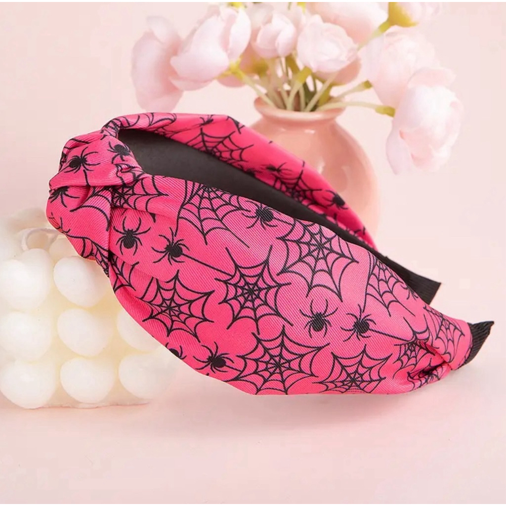 Pink Spiderweb Top Knot Headband